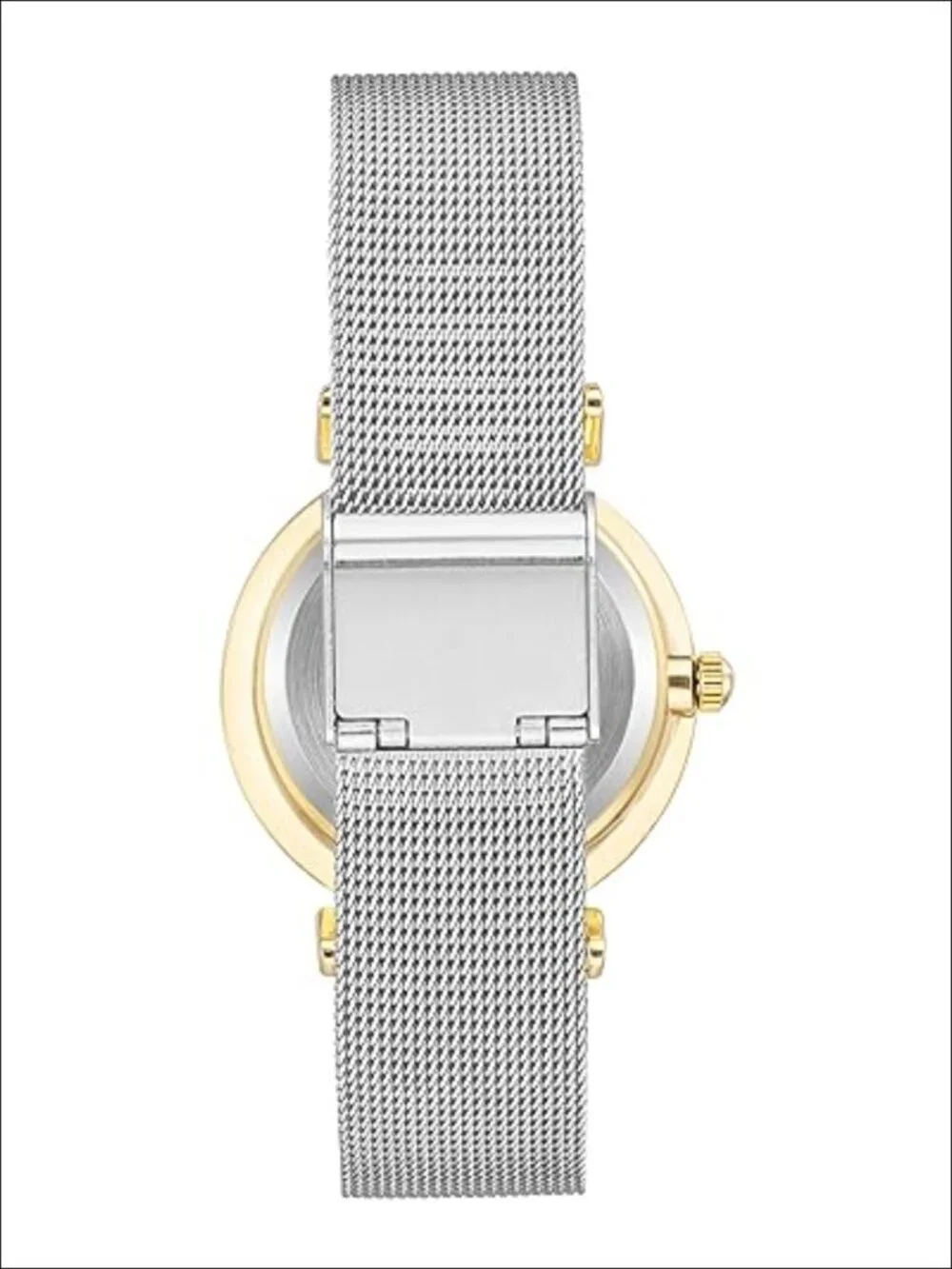 Glitter Accented Mesh Bracelet Watch with Mineral Crystal Lens